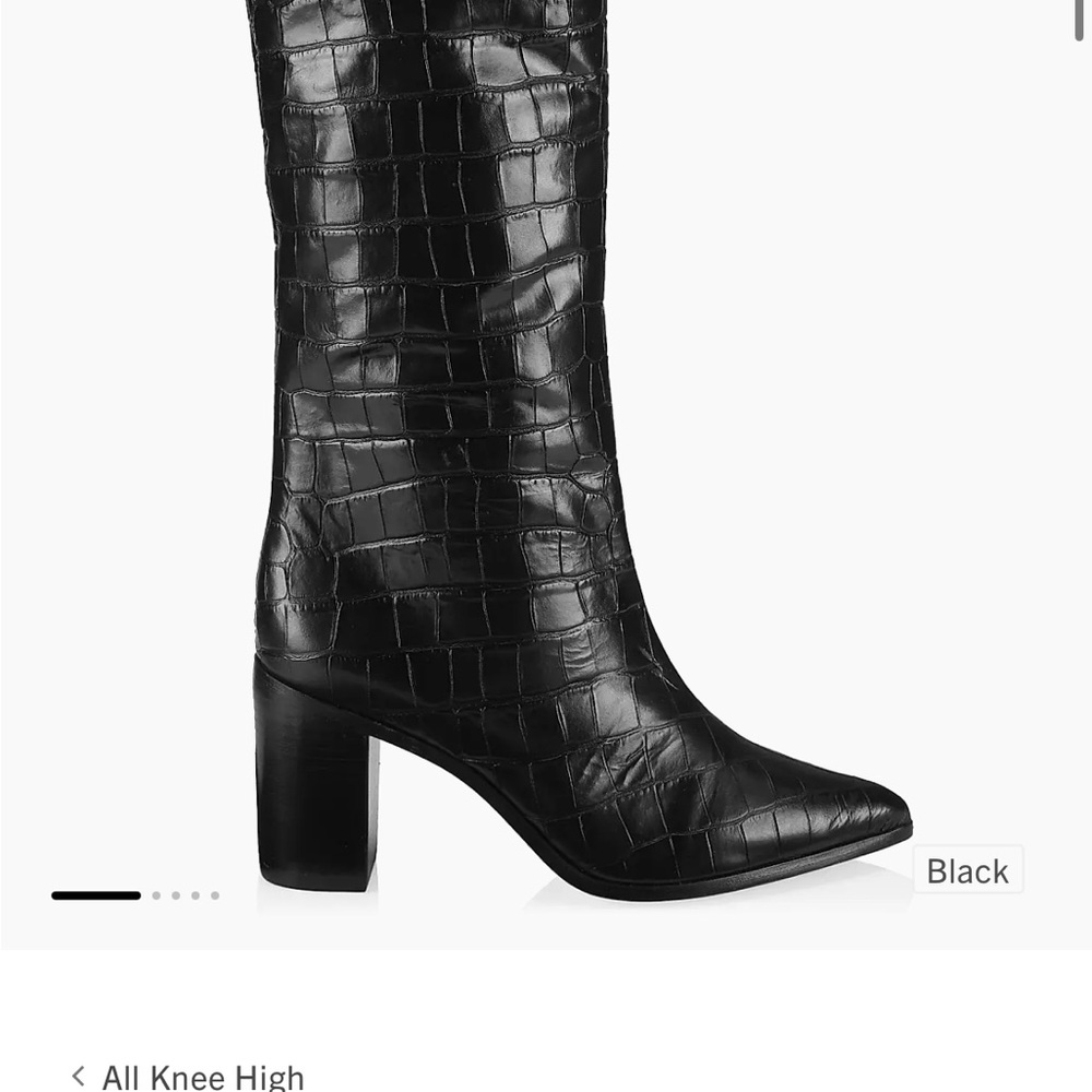 SCHUTZ Black Croc-Embossed Heeled Boots